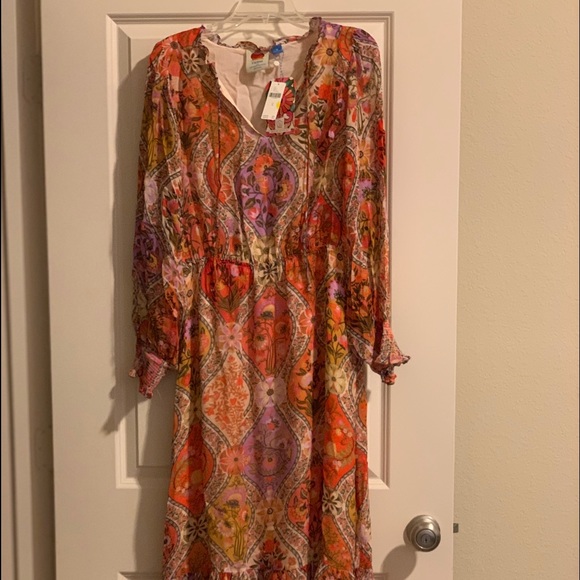 FARM RIO Mosaic Floral Long Sleeved Maxi Dress Size M NWT Gorgeous! - Picture 7 of 8